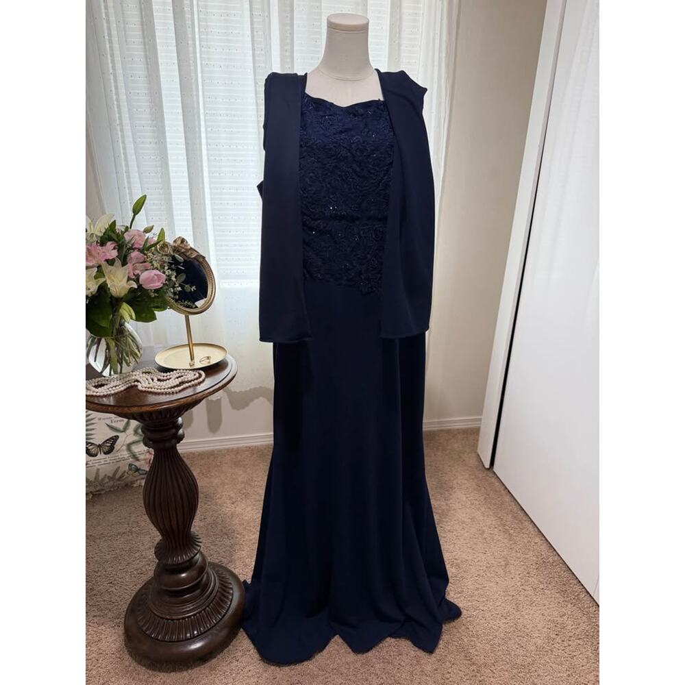 Rina di Montella Navy Formal Gown Size 20 NWT Mother of Bride Dress with Shawl